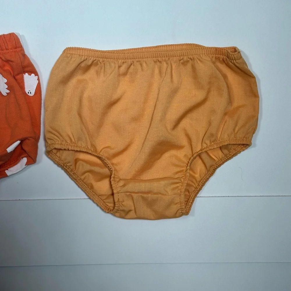 Cat & Jack Baby Set of 2 Orange Ghost and Mustard Diaper Covers Size 12M
